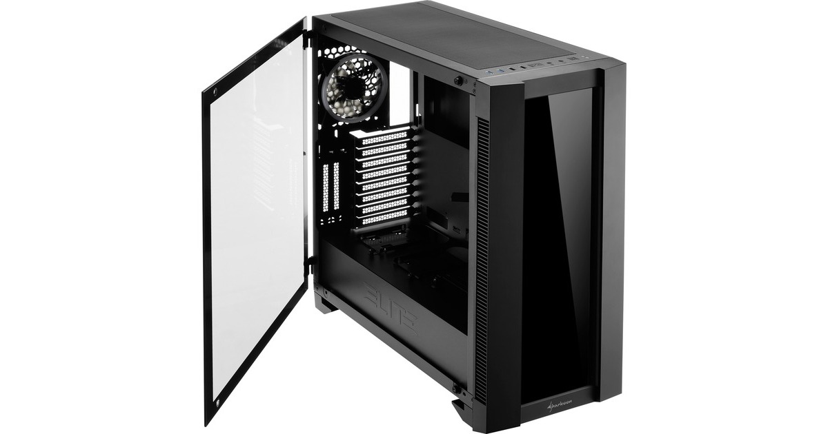 Sharkoon ELITE SHARK CA200G, Big-Tower-Gehäuse(schwarz, Tempered Glass)