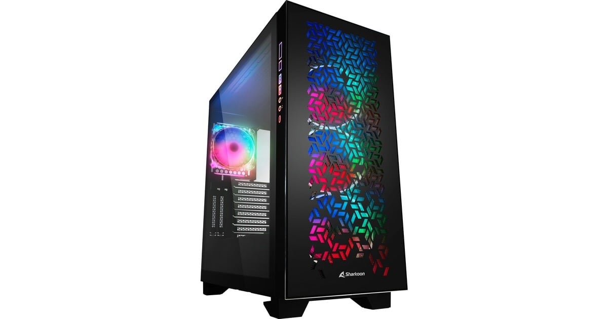 Sharkoon ELITE SHARK CA300H Black, Big-Tower-Gehäuse(schwarz, 2x gehärtetes Glas)
