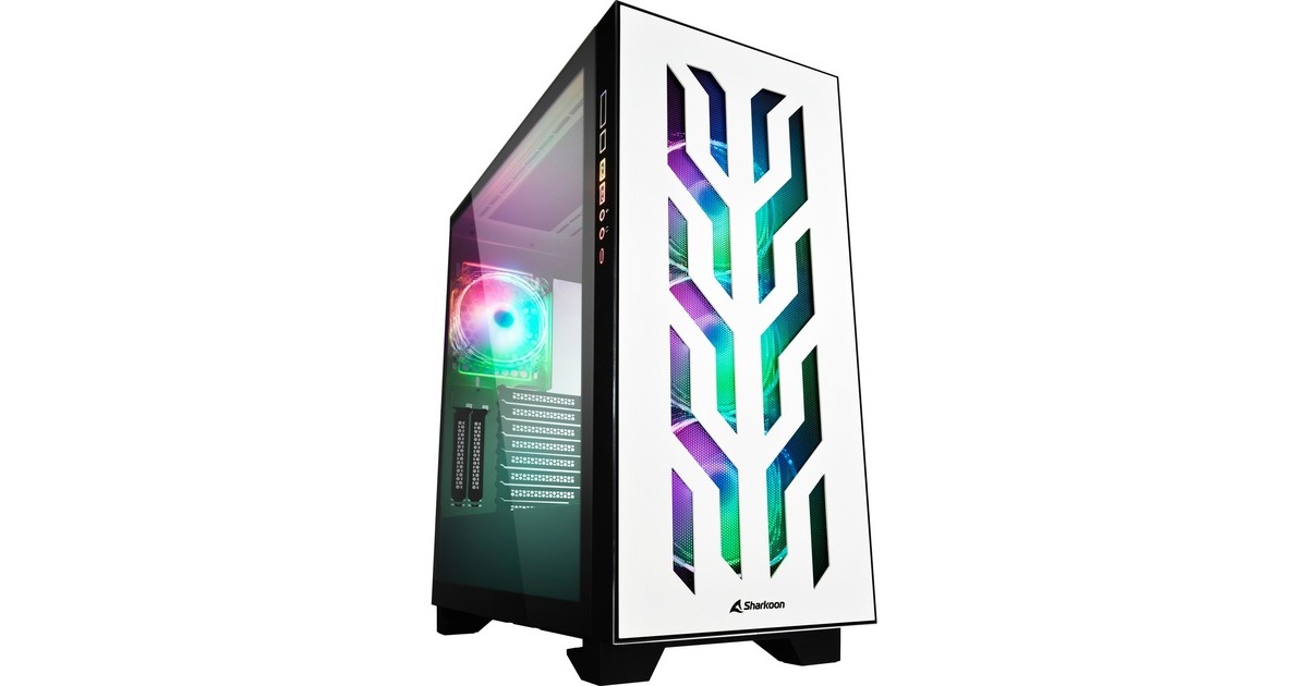 Sharkoon ELITE SHARK CA300T, Big-Tower-Gehäuse(weiß, 2x gehärtetes Glas)