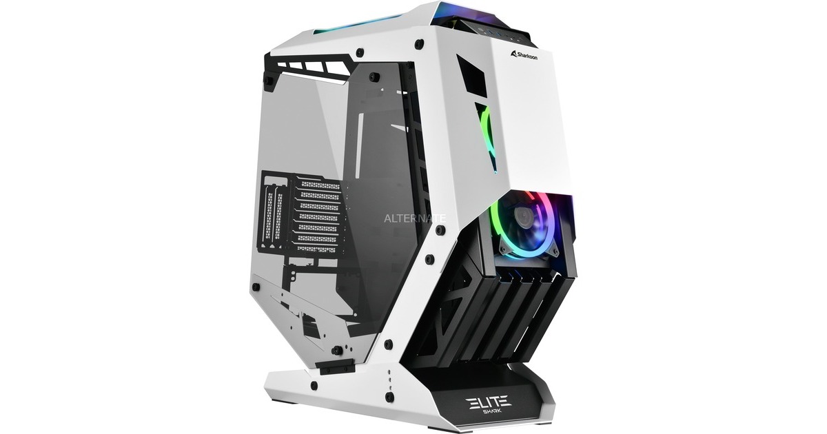 Sharkoon ELITE SHARK CA700, Tower-Gehäuse(schwarz/weiß, Seitenteil aus gehärtetem Glas)