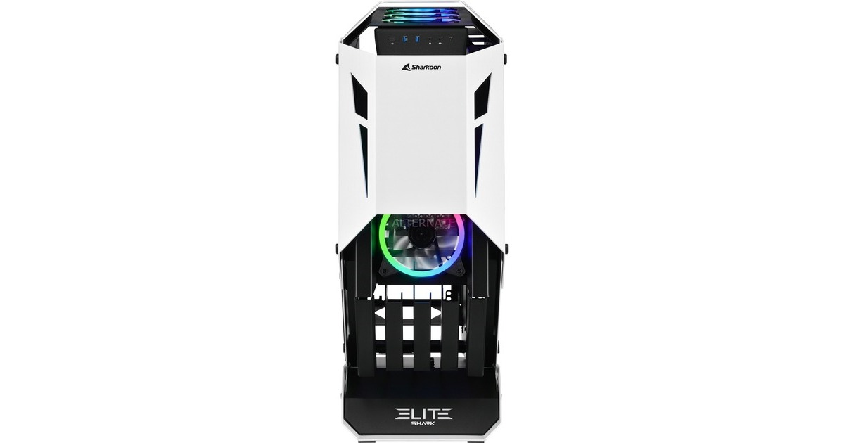 Sharkoon ELITE SHARK CA700, Tower-Gehäuse(schwarz/weiß, Seitenteil aus gehärtetem Glas)