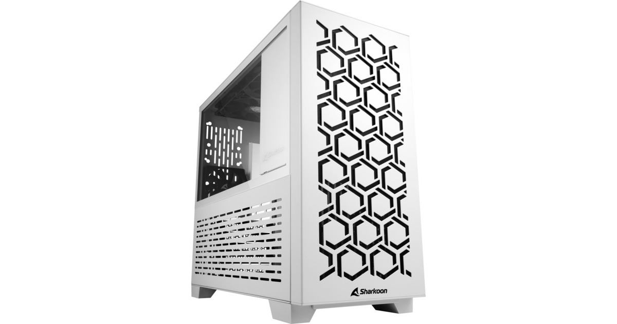 Sharkoon MS-Y1000, Tower-Gehäuse(weiß, Seitenteil aus gehärtetem Glas)