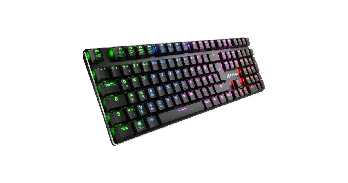 Sharkoon PureWriter RGB, Gaming-Tastatur(schwarz, DE-Layout, Kailh Choc Low Profile Blue)