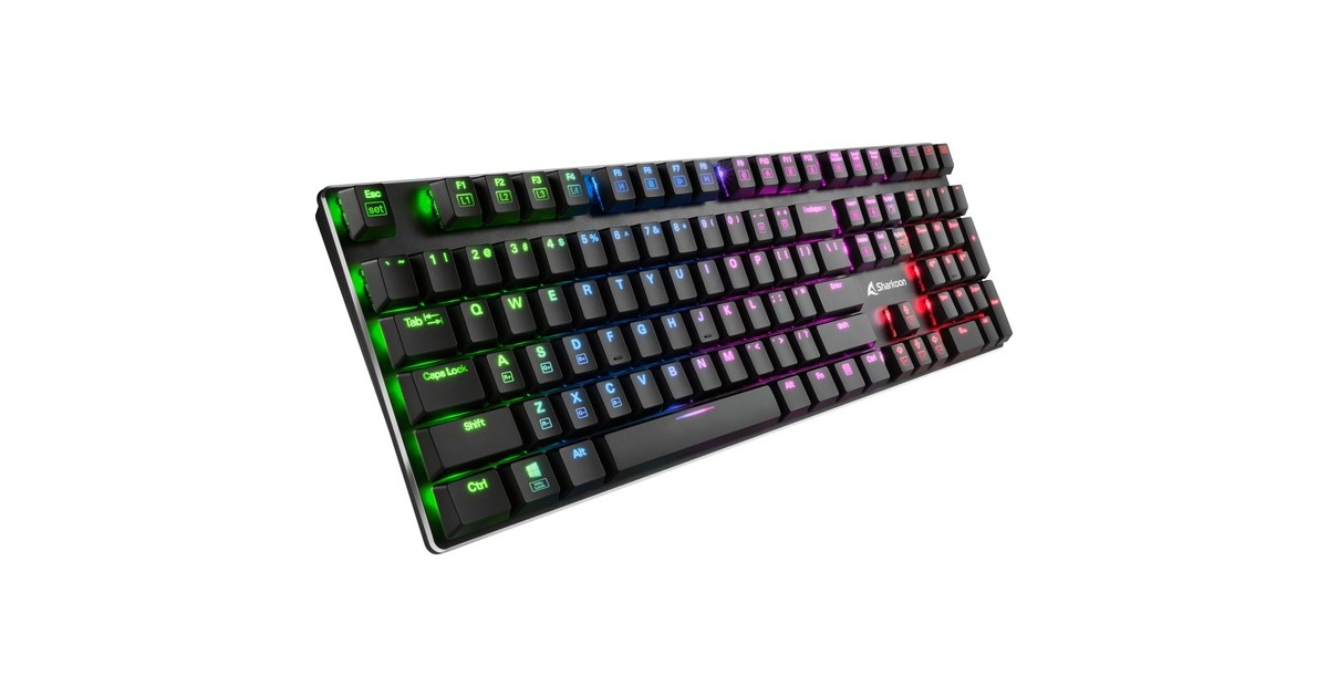 Sharkoon PureWriter RGB, Gaming-Tastatur(schwarz, US-Layout, Kailh Choc Low Profile Blue)