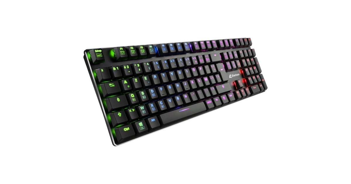 Sharkoon PureWriter RGB, Gaming-Tastatur(schwarz, FR-Layout, Kailh Choc Low Profile Blue)