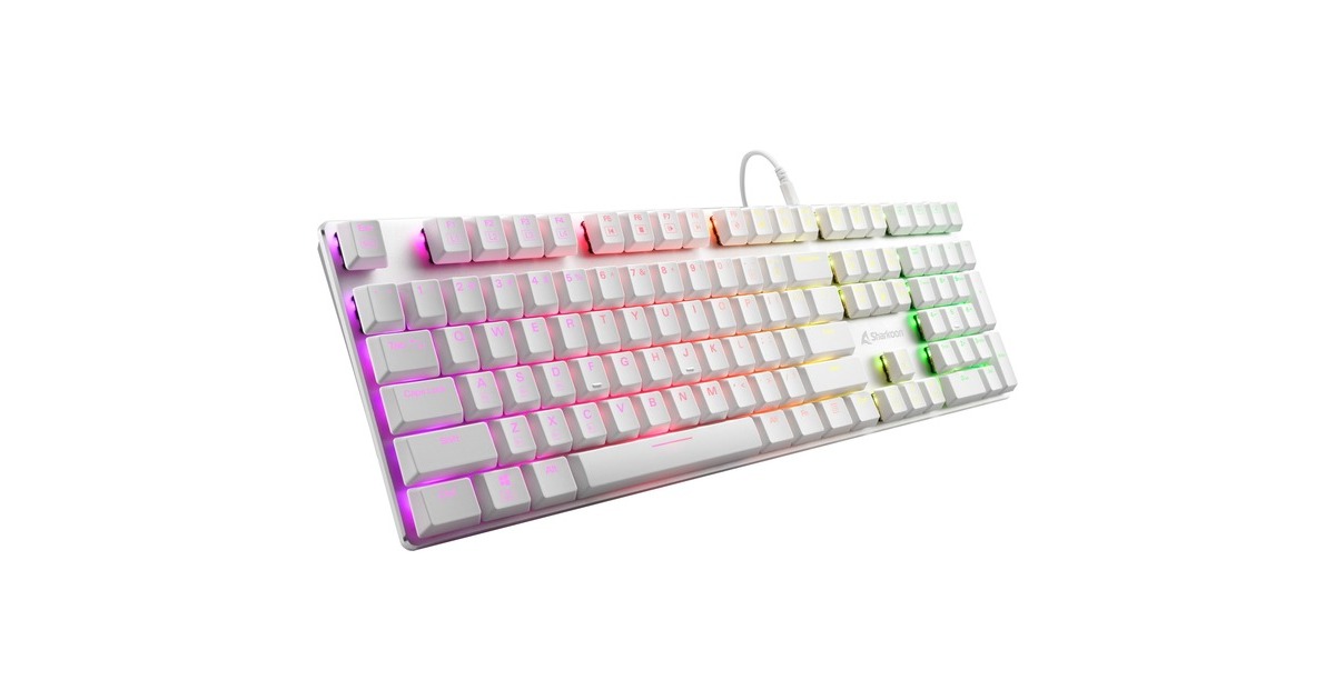Sharkoon PureWriter RGB, Gaming-Tastatur(weiß, US-Layout, Kailh Choc Low Profile Red)