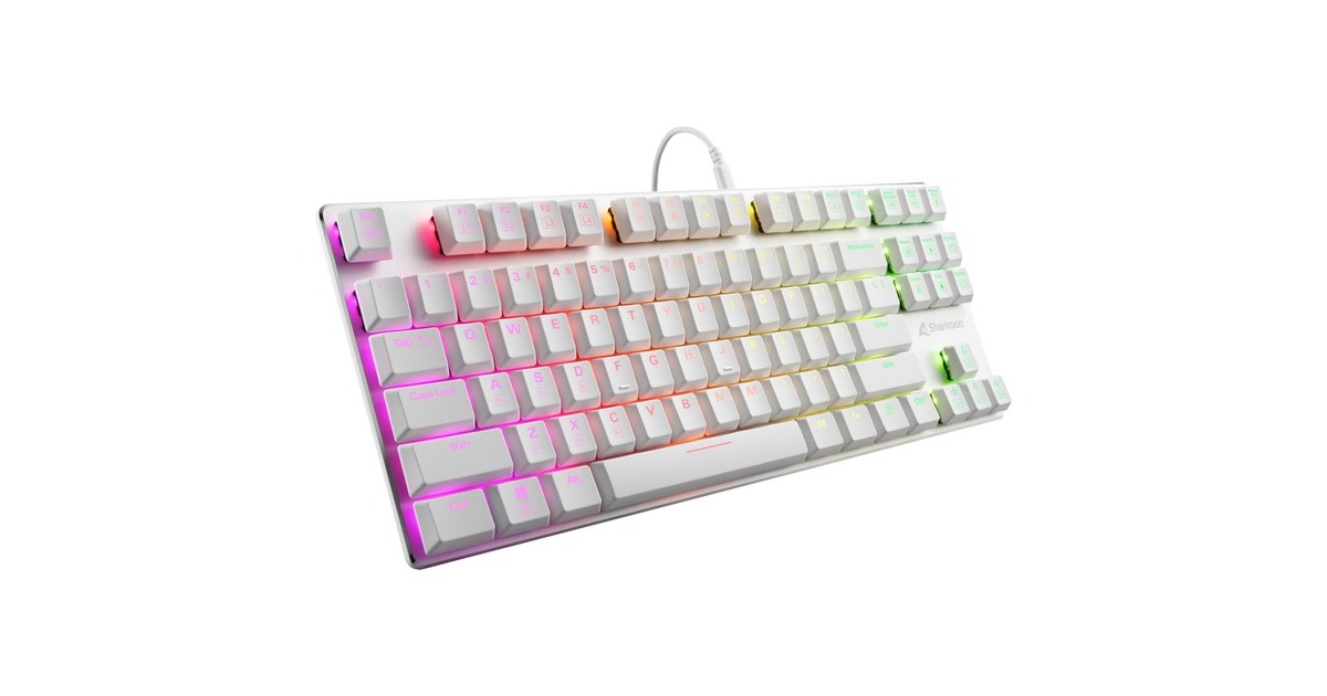 Sharkoon PureWriter TKL RGB, Gaming-Tastatur(weiß, US-Layout, Kailh Choc Low Profile Red)