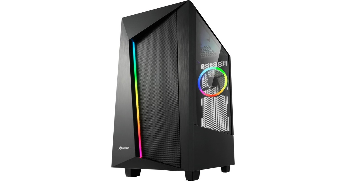Sharkoon REV100, Tower-Gehäuse(schwarz, gehärtetes Glas)
