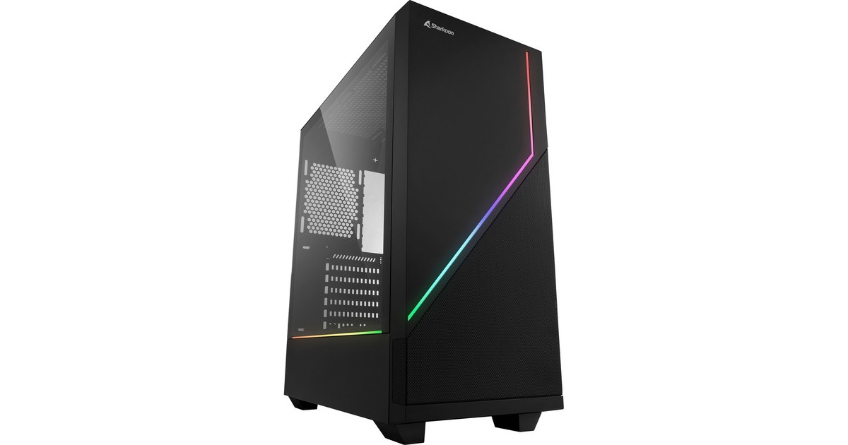Sharkoon RGB FLOW, Tower-Gehäuse(schwarz, Seitenteil aus gehärtetem Glas)