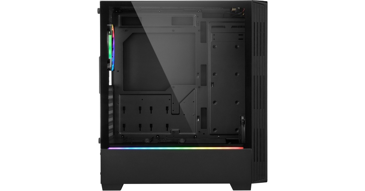 Sharkoon RGB LIT 100, Tower-Gehäuse(schwarz, Front und Seitenteil aus gehärtetem Glas)