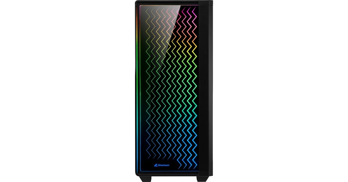 Sharkoon RGB LIT 200, Tower-Gehäuse(schwarz, Front und Seitenteil aus gehärtetem Glas)