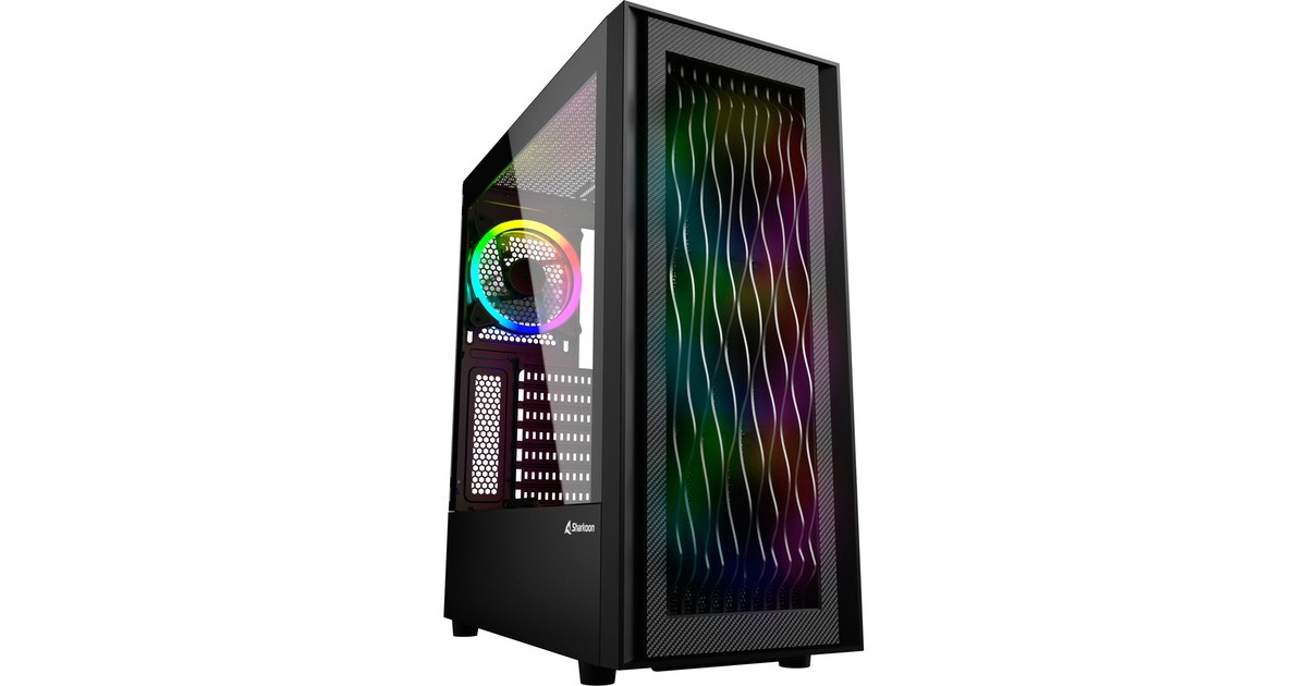 Sharkoon RGB WAVE, Tower-Gehäuse(schwarz, Seitenteil aus gehärtetem Glas)