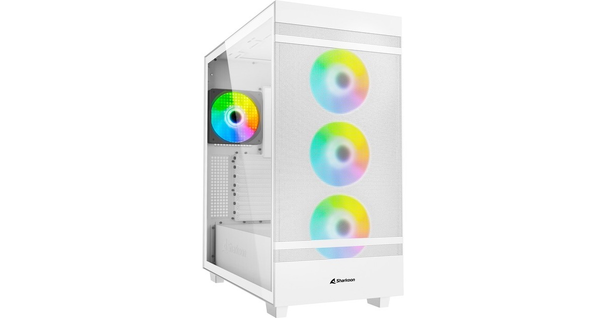 Sharkoon Rebel C50 RGB, Tower-Gehäuse(weiß, Gehärtetes Glas)
