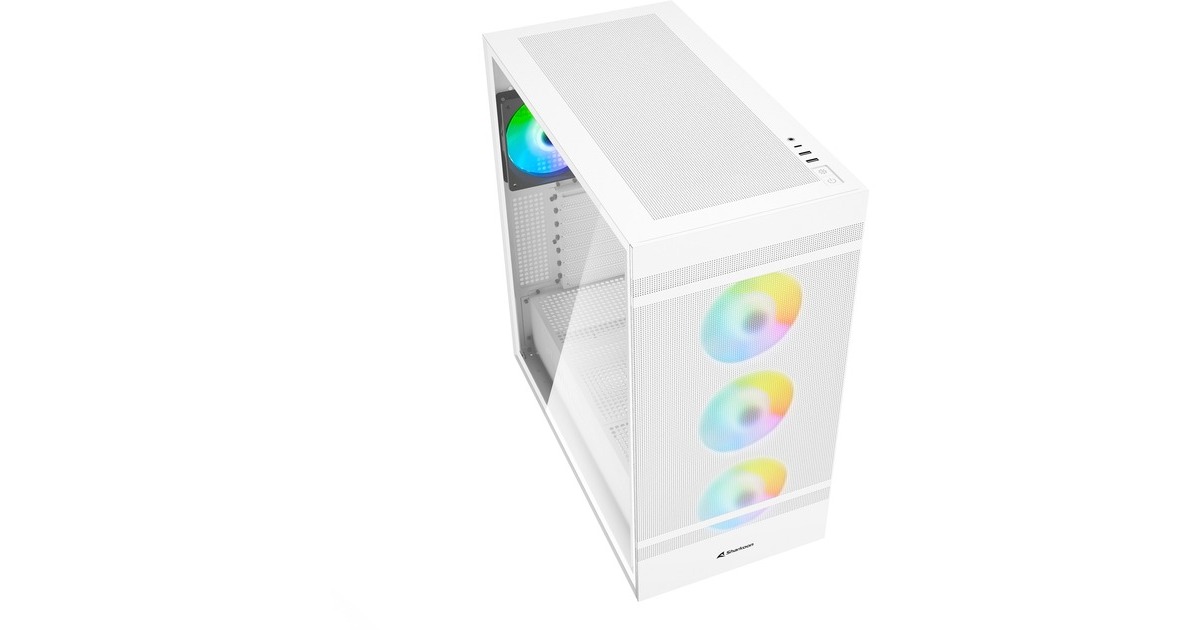 Sharkoon Rebel C50 RGB, Tower-Gehäuse(weiß, Gehärtetes Glas)