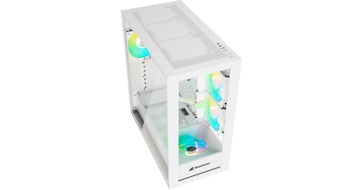 Sharkoon Rebel C60 RGB , Tower-Gehäuse(weiß, Tempered Glass)