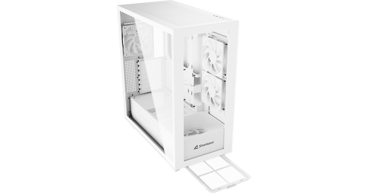 Sharkoon Rebel C60 RGB , Tower-Gehäuse(weiß, Tempered Glass)