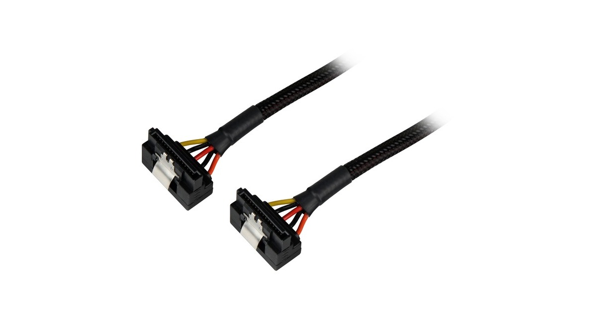 Sharkoon SATA Y-Stromkabel 90°, Y-Kabel(schwarz, 20cm, abgewinkelt)