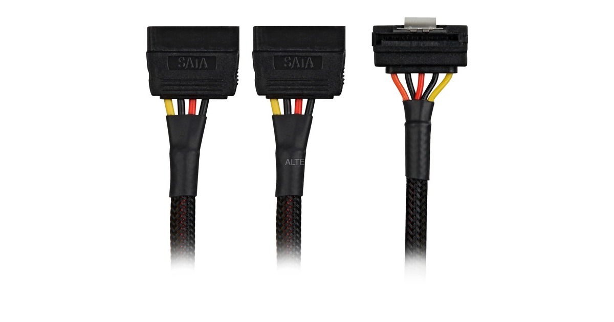 Sharkoon SATA Y-Stromkabel 90°, Y-Kabel(schwarz, 20cm, abgewinkelt)