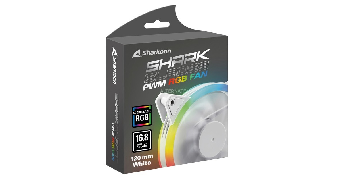 Sharkoon SHARK Blades PWM RGB Fan, Gehäuselüfter(weiß)