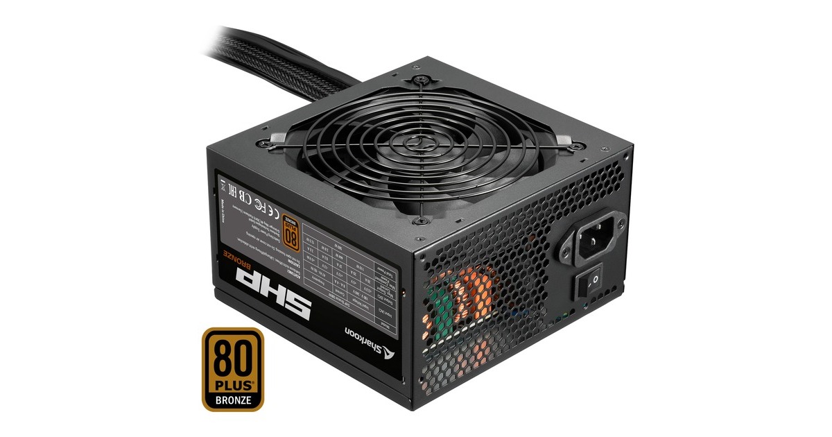 Sharkoon SHP Bronze 500W, PC-Netzteil(schwarz, 2x PCIe, 500 Watt)