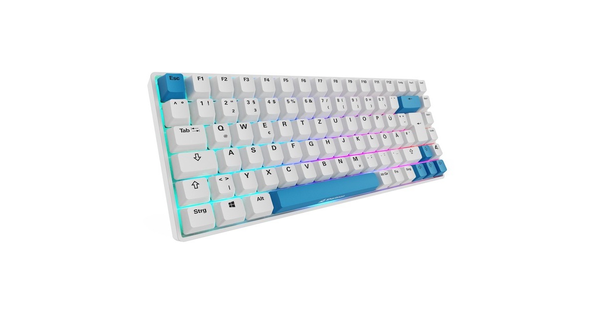 Sharkoon SKILLER SGK50 S3 PBT, Gaming-Tastatur(weiß/hellblau, DE-Layout, Gateron G Pro 3.0 Yellow)