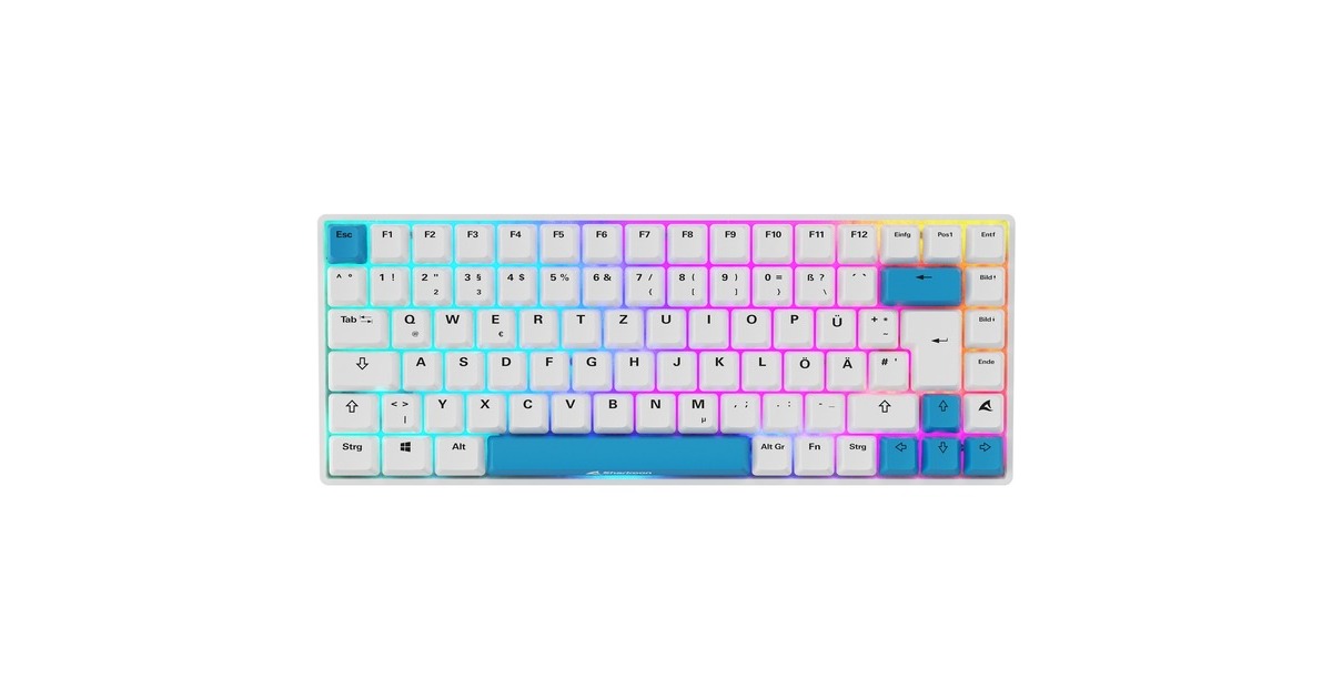 Sharkoon SKILLER SGK50 S3 PBT, Gaming-Tastatur(weiß/hellblau, DE-Layout, Gateron G Pro 3.0 Yellow)