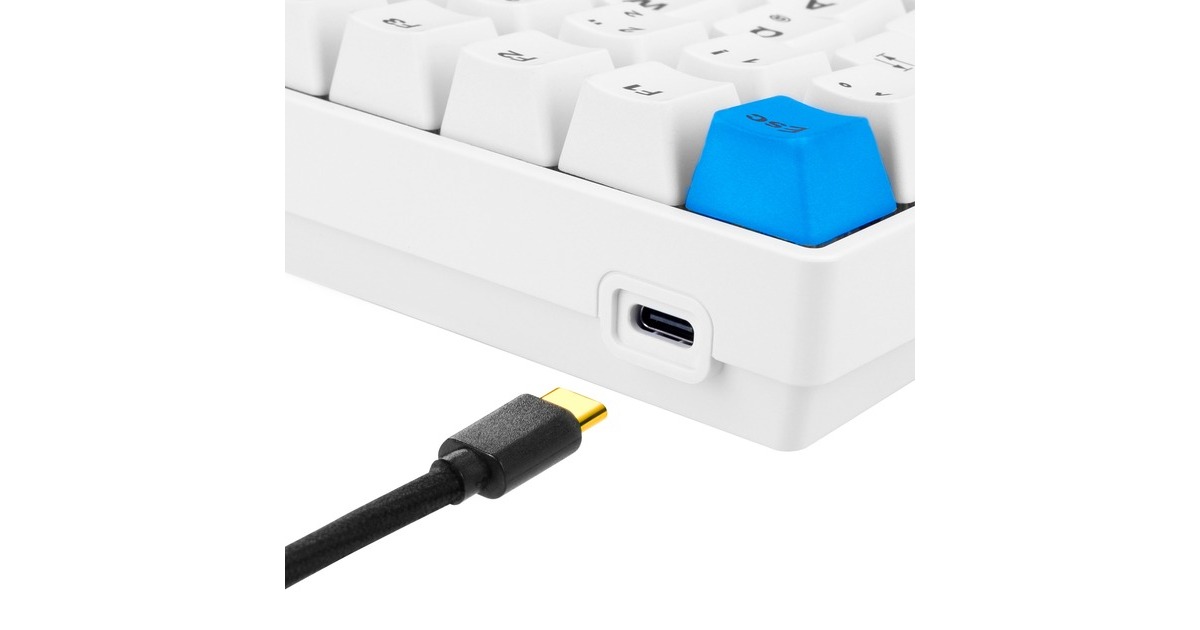 Sharkoon SKILLER SGK50 S3 PBT, Gaming-Tastatur(weiß/hellblau, DE-Layout, Gateron G Pro 3.0 Yellow)