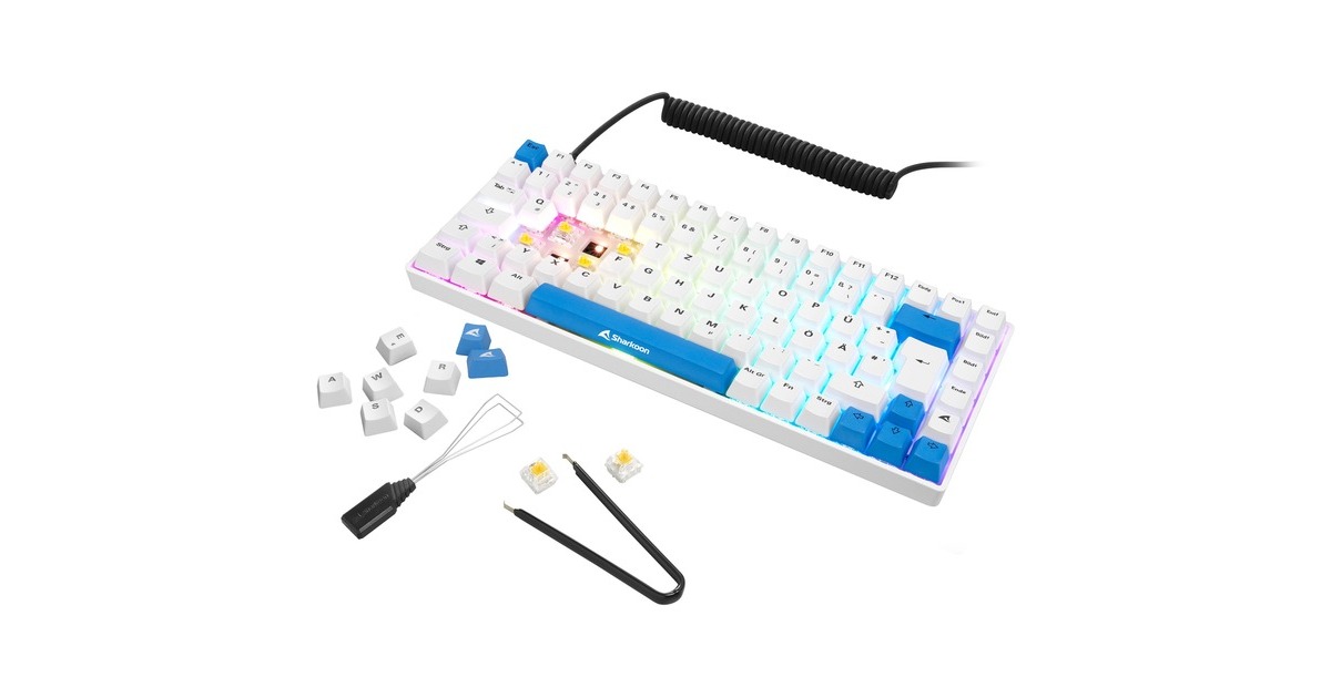 Sharkoon SKILLER SGK50 S3 PBT, Gaming-Tastatur(weiß/hellblau, DE-Layout, Gateron G Pro 3.0 Yellow)