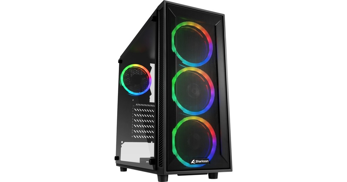 Sharkoon TG4M RGB, Tower-Gehäuse(schwarz, Seitenteil aus gehärtetem Glas)