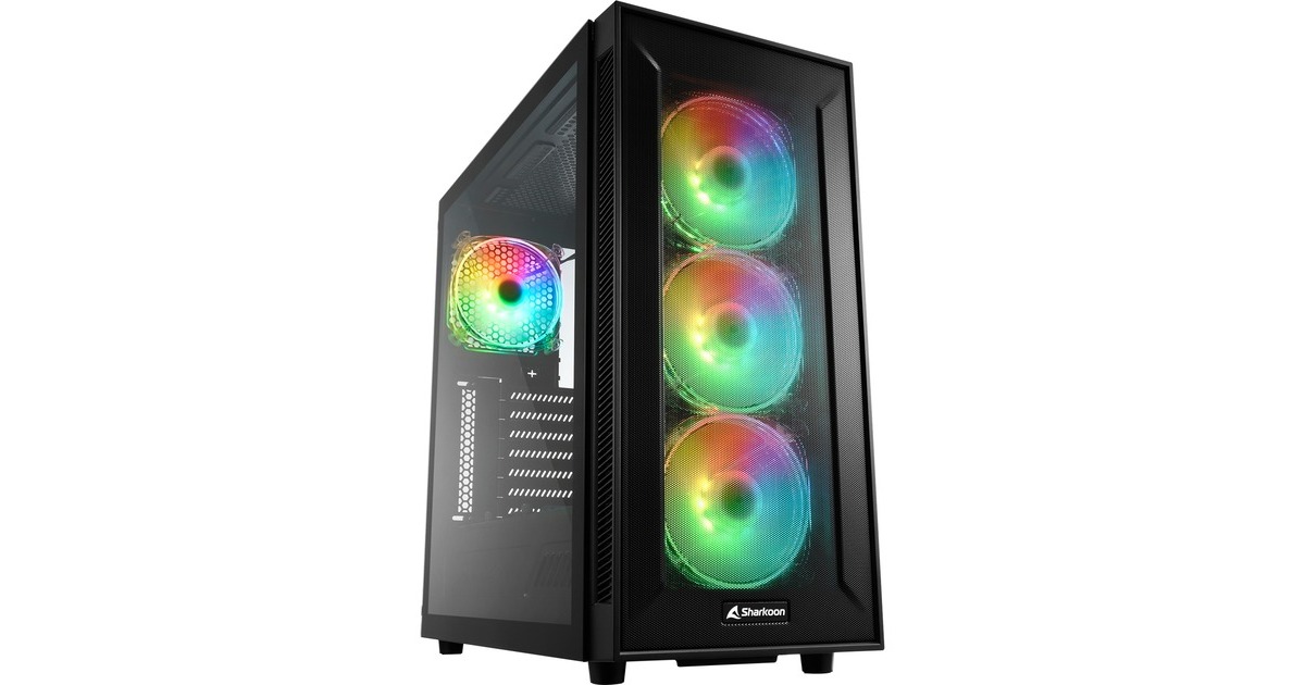 Sharkoon TG6M RGB, Tower-Gehäuse(schwarz, Seitenteil aus gehärtetem Glas)