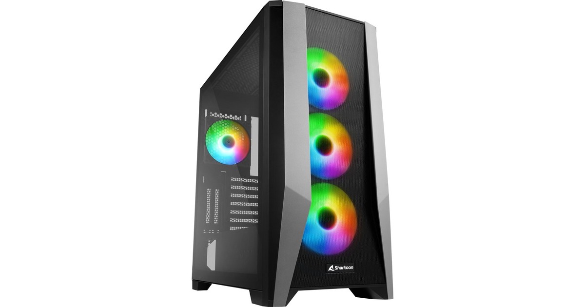 Sharkoon TG7M RGB, Tower-Gehäuse(schwarz, Seitenteil aus gehärtetem Glas)