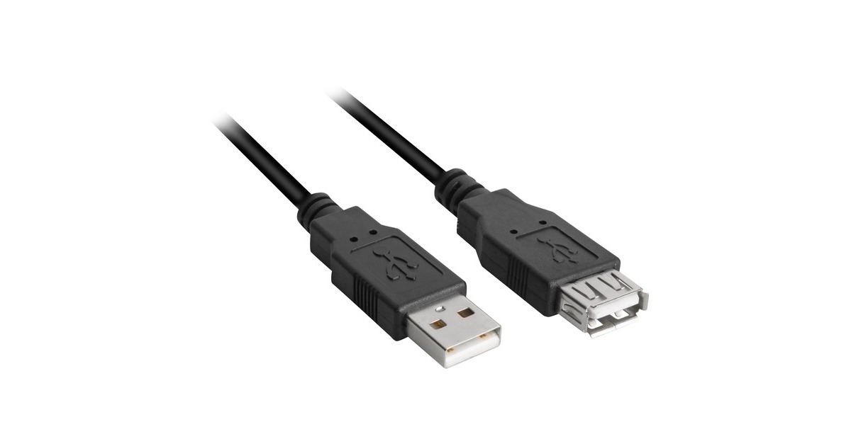 USB-A Buchse(schwarz, 2,0 Meter, doppelt geschirmt)