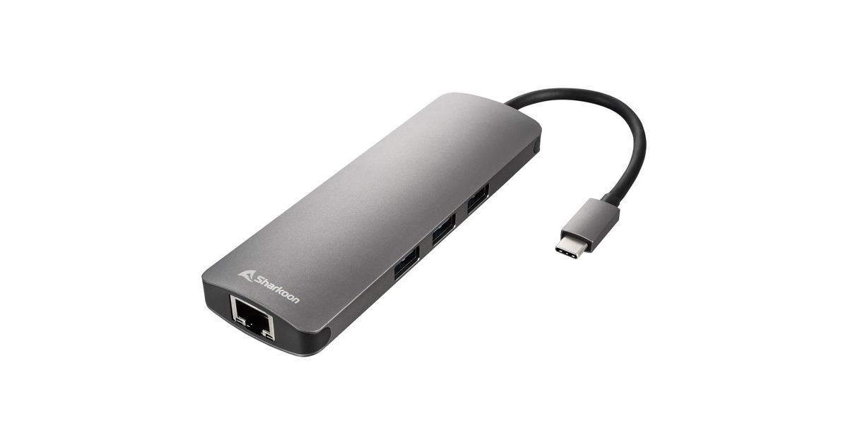 Sharkoon USB 3.0 Type C Combo Adapter, Dockingstation(dunkelgrau)