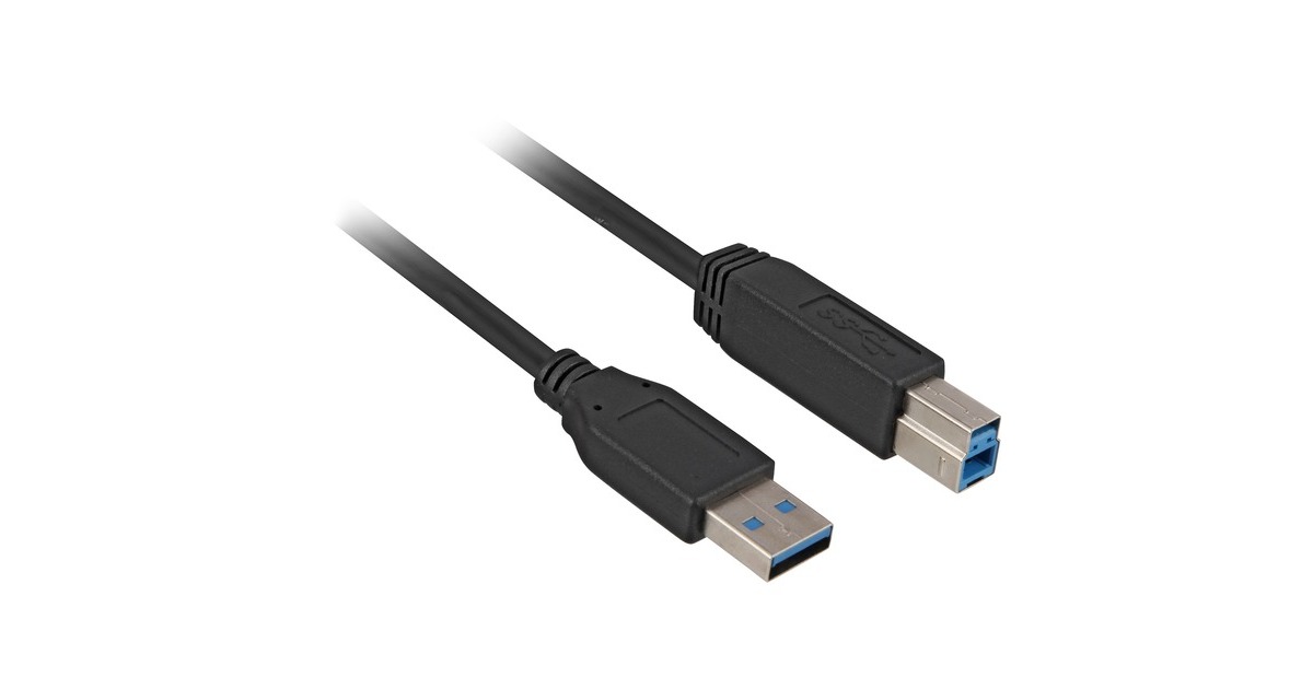 USB-B Stecker(schwarz, 2 Meter)