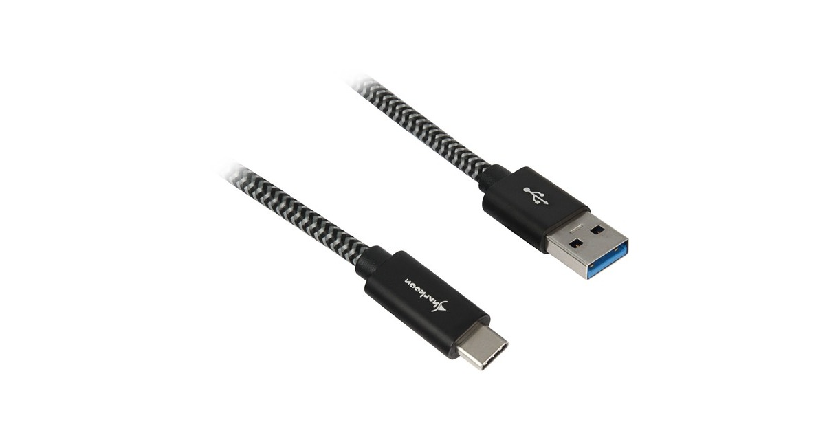 USB-C Stecker(schwarz/grau, 0,5 Meter, gesleevt)