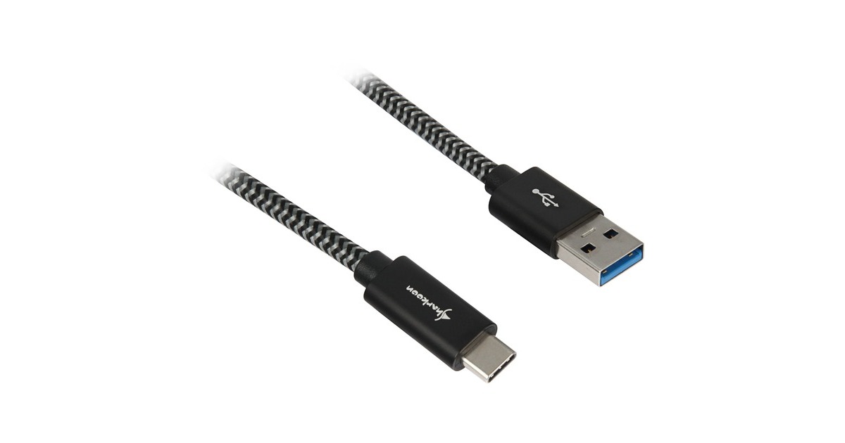 USB-C Stecker(schwarz/grau, 1 Meter, gesleevt)