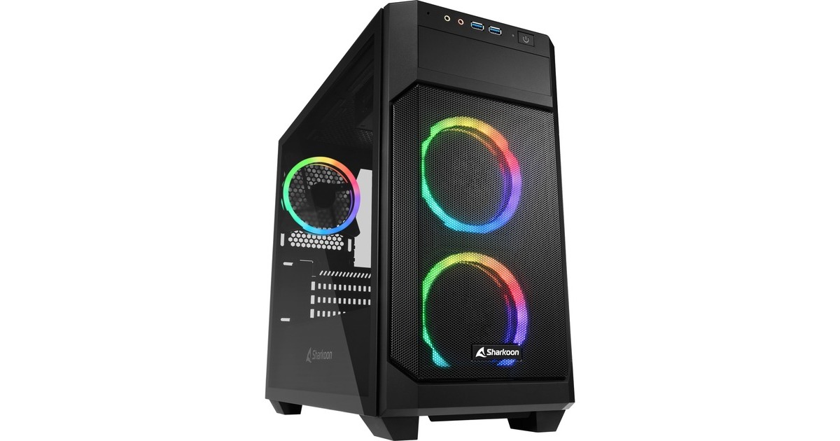 Sharkoon V1000 RGB, Tower-Gehäuse(schwarz, Seitenteil aus gehärtetem Glas)