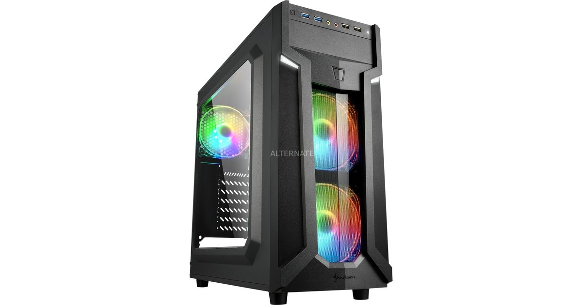 Sharkoon VG6-W RGB, Tower-Gehäuse(schwarz, Seitenteil aus Acryl)