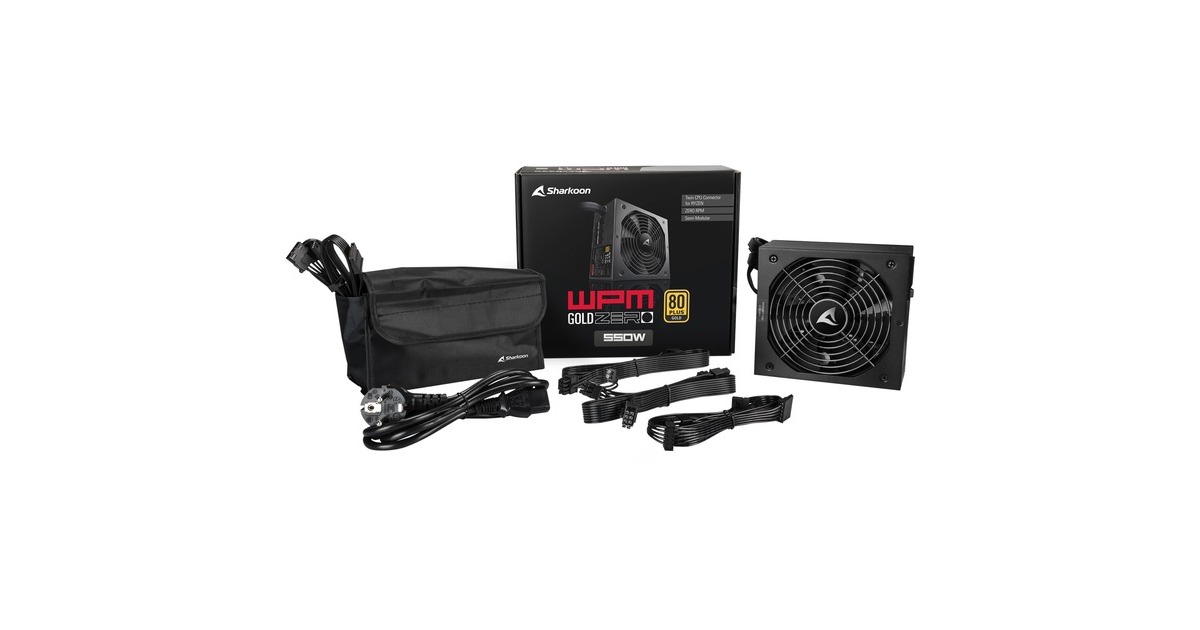 Sharkoon WPM Gold ZERO 550W, PC-Netzteil(schwarz, 4x PCIe, Kabel-Management, 550 Watt)