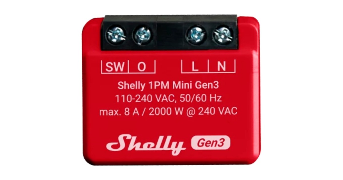 Shelly Plus 1PM Mini Gen3, Relais(rot/schwarz)