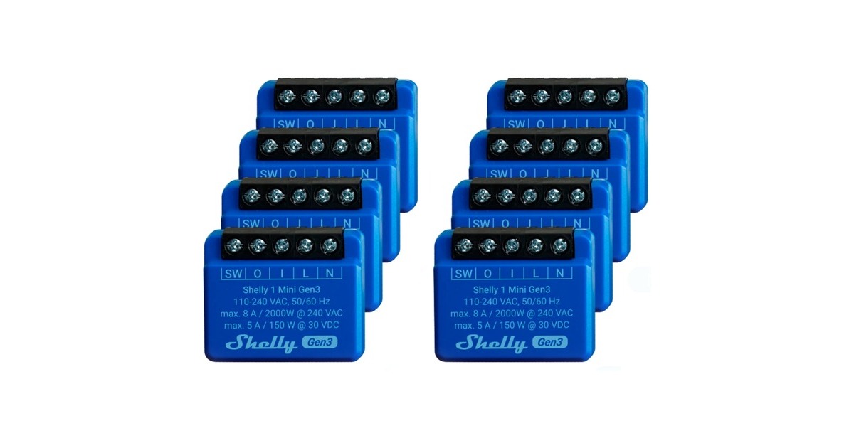 Shelly Plus 1 Mini Gen3 Sparpack, Relais(blau, 8er Pack)