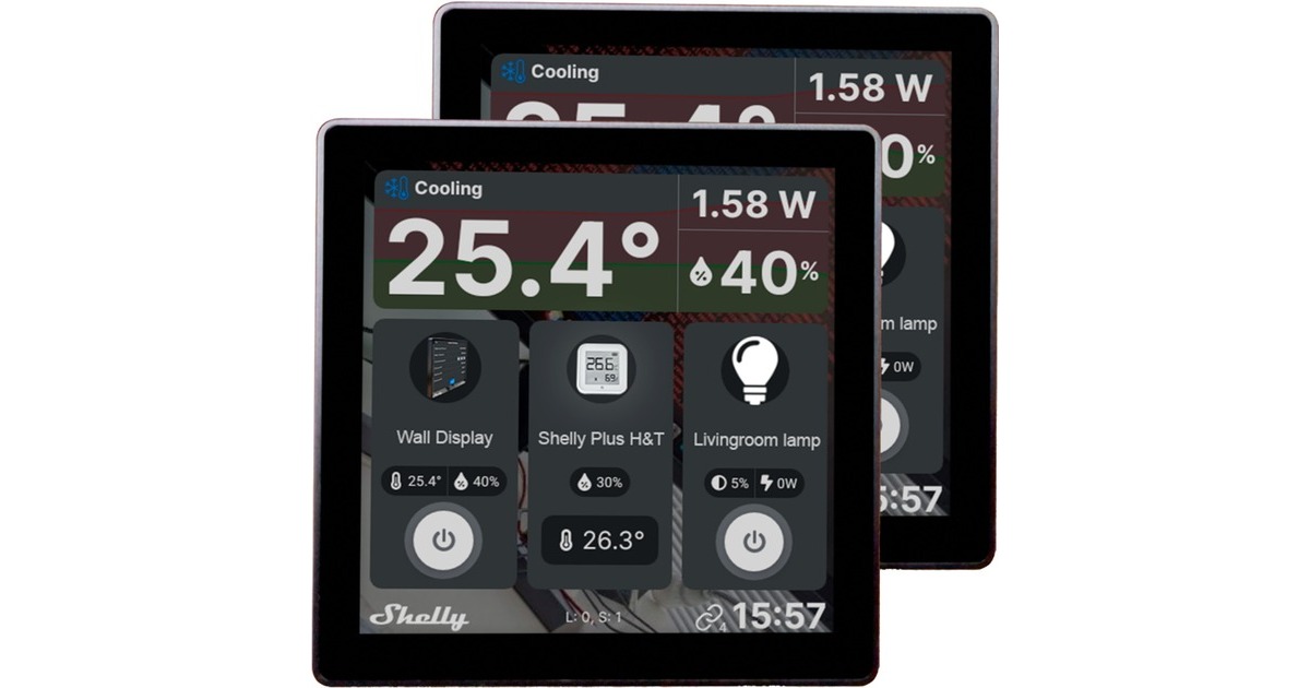 Shelly Wall Display, Bedienteil(schwarz, 2er Pack)