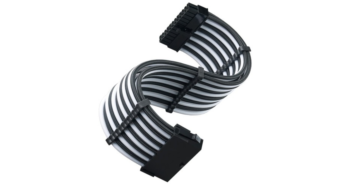 SilverStone ATX-Verlängerungskabel SST-PP07E-MBBW(schwarz/weiß, 30cm)