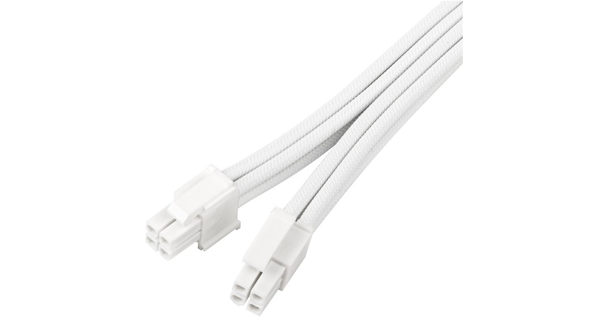 SilverStone Netzteil-Verlängerungskabel SST-PP07E-EPS8W-V2, EPS 12V 8pin (4+4)(weiß, 30cm)