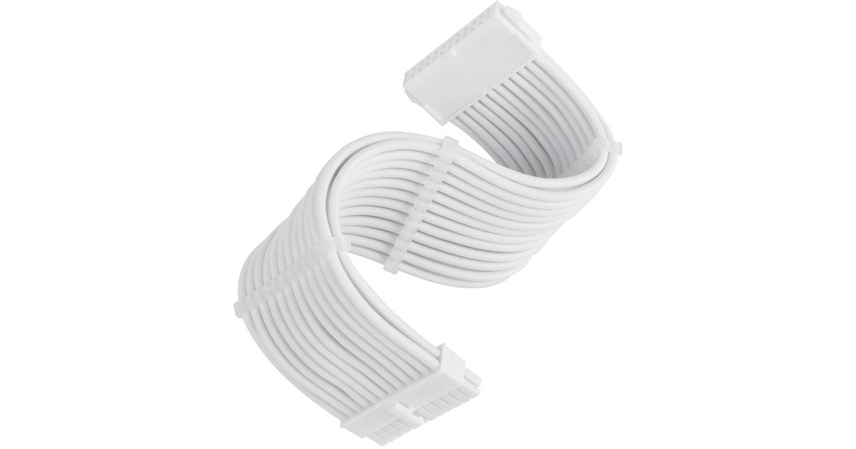 SilverStone Netzteil-Verlängerungskabel SST-PP07E-MBW-V2, 24pin ATX(weiß, 30cm)