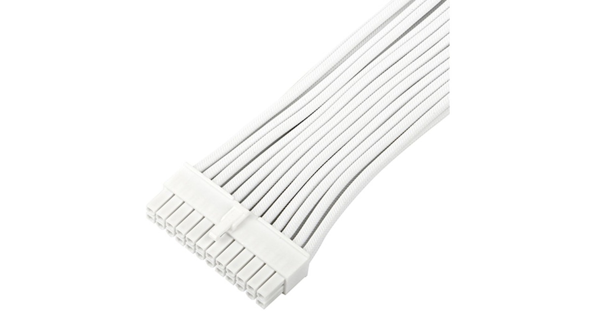 SilverStone Netzteil-Verlängerungskabel SST-PP07E-MBW-V2, 24pin ATX(weiß, 30cm)