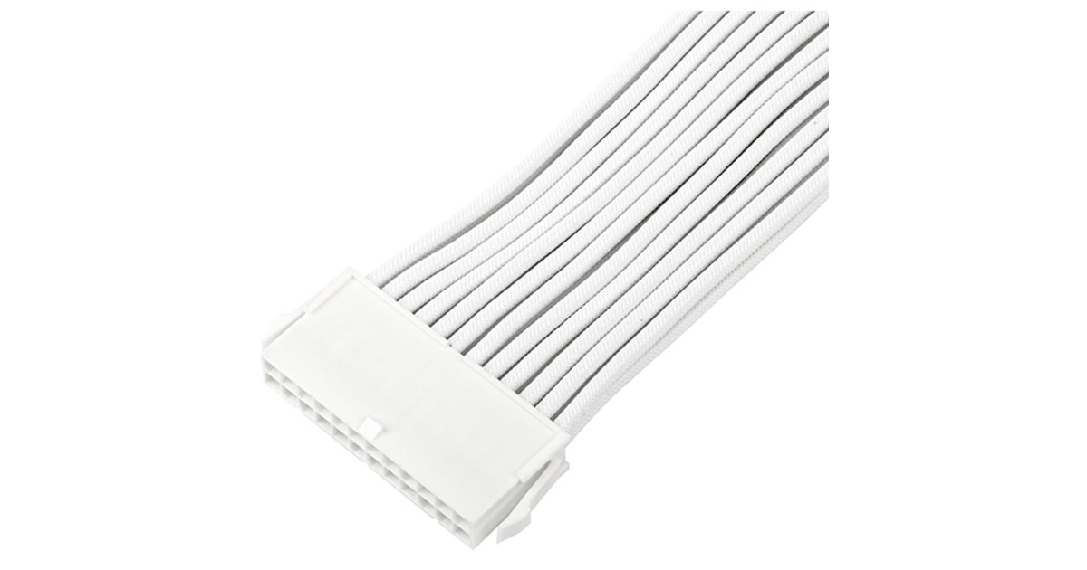 SilverStone Netzteil-Verlängerungskabel SST-PP07E-MBW-V2, 24pin ATX(weiß, 30cm)