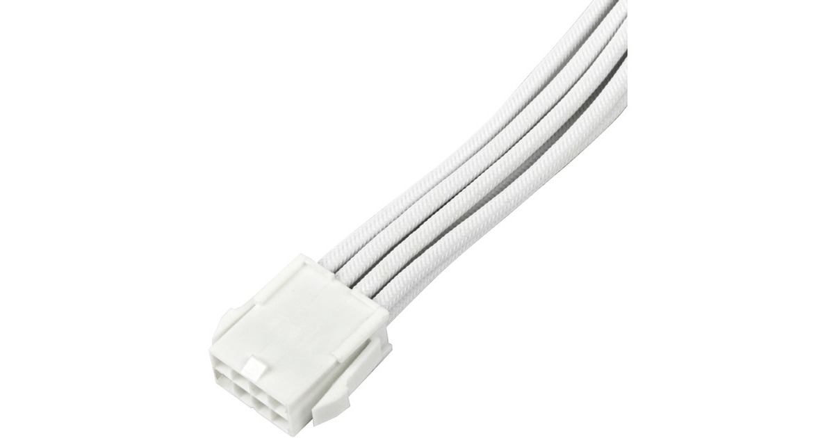 SilverStone Netzteil-Verlängerungskabel SST-PP07E-PCI8W-V2, PCIe 8pin (6+2)(weiß, 30cm)