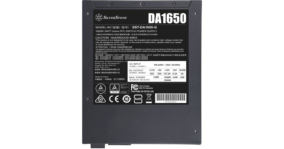 SilverStone SST-DA1650-G 1650W, PC-Netzteil(schwarz, 12x PCIe, Kabel-Management, 1650 Watt)