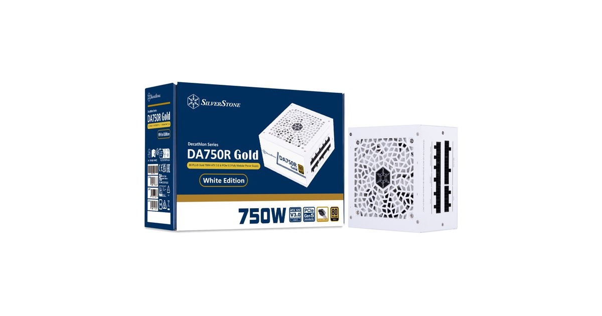 SilverStone SST-DA750R-GMA-WWW, PC-Netzteil(weiß, 1x 12-Pin ATX3.0, 4x PCIe, Kabel-Management, 750 Watt)
